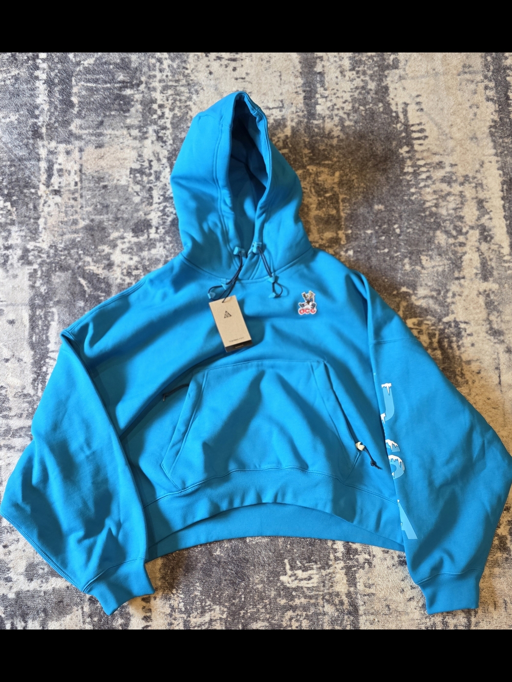 Nike ACG USA Hoodie Blue Lagoo Summit White Oversized IB7308 469 Women's LRG